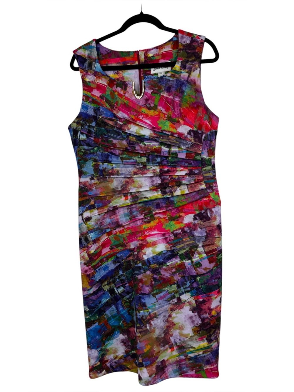 Joseph Ribkoff Sleeveless Sheath Dress w Ruched Sides Women’s Size 16 Multicolor